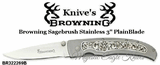 Browning Cutlery Browning BR322-269B Browning Sagebrush Stainless 3" Plain Blade Pocket Knife