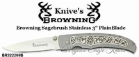 Browning Cutlery Browning BR322-269B Browning Sagebrush Stainless 3" Plain Blade Pocket Knife