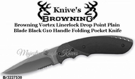 Browning Cutlery Browning BR322-7530 Browning Vortex Linerlock Drop Point Plain  Blade Black G10 Handle Folding Pocket Knife