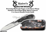 Browning Cutlery Browning BR322-878 Browning Black Lab Puppy w/Tin Razor Sharp  Stainless Steel Plain Blade Black Textured  G-10 Insert Handle Pocket Knife