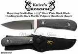 Browning Knive's BR322-0057 Browning Devil's Due 3.375" Fixed Plain Black Blade Hunting Knife Black Marble Polymer Handles