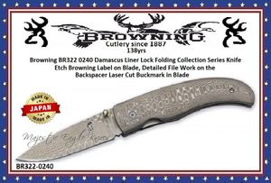 Browning Knives BR322-0240 FULL DAMASCUS &#8203;Pocket Knife
