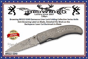 Browning Knives BR322-0240 FULL DAMASCUS ​Pocket Knife