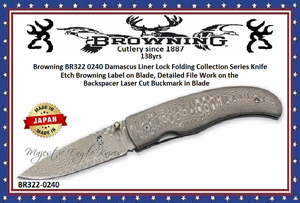 Browning Knives BR322-0240 FULL DAMASCUS ​Pocket Knife