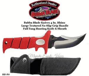 Bubba Blade -BB1-RH 4 In. Full Tang Orange Rhino AKA Stubby Huntining Knife & Sheath