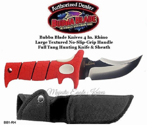 Bubba Blade -BB1-RH 4 In. Full Tang Orange Rhino AKA Stubby Huntining Knife & Sheath