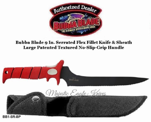 Bubba Blade BB1-SR-BP 9 In. Serrated Flex Blade Fillet Knife & Sheath