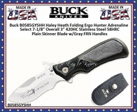 Buck B0585GYSHH Haley Heath Folding Ergo Hunter Adrenaline Select 7-1/8" Overall 3" 420HC Stainless Steel 58HRC Plain Skinner Blade w/Gray FRN Handles Knife & Sheath Buck B0585GYSHH Haley Heath Folding Ergo Hunter Adrenaline Select 7-1/8" Overall 3" 420HC Stainless Steel 58HRC Plain Skinner Blade w/Gray FRN Handles Knife & Sheath