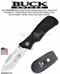 Buck Knives B585BKSHH Buck Folding Ergo Hunter (Select), 3" 420HC Plain Blade, Black Nylon Handle Knife Heavy-Duty Nylon Sheath Buck Knives B585BKSHH Buck Folding Ergo Hunter (Select), 3" 420HC Plain Blade, Black Nylon Handle Knife Heavy-Duty Nylon Sheath