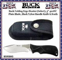 Buck Knives B595BKS Buck Folding Ergo Hunter (Select), 3" 420HC Plain Blade, Black Nylon Handle Knife Buck Knives B595BKS Buck Folding Ergo Hunter (Select), 3" 420HC Plain Blade, Black Nylon Handle Knife
