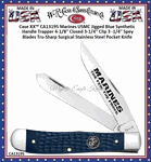 CA13195 Case XX� Marines USMC Jigged Blue Synthetic Handle Trapper 4-1/8" Closed 3-1/4" Clip 3 -1/4" Spey Blades Tru-Sharp Surgical Stainless Steel Pocket Knife