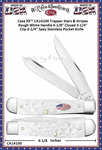 CA14100 Case XX� Trapper Stars & Stripes Rough White Handle 4-1/8" Closed 3-1/4" Clip 3-1/4" Spey Stainless Blades Pocket Knife