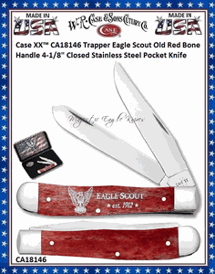 CA18146 Case XX� Trapper Eagle Scout Old Red Bone Handle 4-1/8" Closed Stainless Steel Pocket Knife 