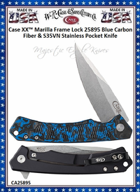 CA25895 Case XX™ Marilla 4-3/4" Closed 3-3/8" Locking Drop Point Blue Marbled Carbon Fiber and Black Aluminum Handle & S35VN Stainless Pocket Knife CA25895 Case XX™ Marilla 4-3/4" Closed 3-3/8" Locking Drop Point Blue Marbled Carbon Fiber and Black Aluminum Handle & S35VN Stainless Pocket Knife