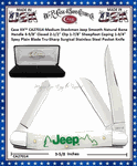 W.R. Case & Sons Cutlery�CA27014 Case XX� Medium Stockman Jeep Smooth Natural Bone Handle 3-5/8" Closed 2-1/2" Clip 1-7/8" Sheepfoot Coping 1-3/4" Spey Plain Blade Tru-Sharp Surgical Stainless Steel Pocket Knife