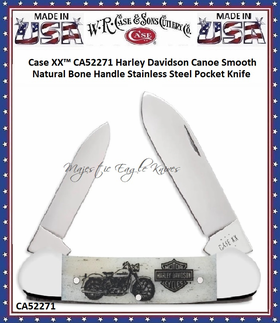 W.R. Case & Sons Cutlery CA52271 Case XX™ Harley Davidson Canoe Smooth Natural Bone Handle Stainless Steel Pocket Knife W.R. Case & Sons Cutlery CA52271 Case XX™ Harley Davidson Canoe Smooth Natural Bone Handle Stainless Steel Pocket Knife