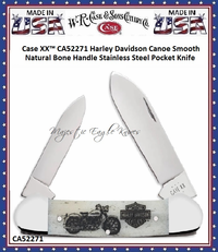 W.R. Case & Sons Cutlery CA52271 Case XX™ Harley Davidson Canoe Smooth Natural Bone Handle Stainless Steel Pocket Knife W.R. Case & Sons Cutlery CA52271 Case XX™ Harley Davidson Canoe Smooth Natural Bone Handle Stainless Steel Pocket Knife