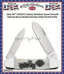 W.R. Case & Sons Cutlery CA52271 Case XX� Harley Davidson Canoe Smooth Natural Bone Handle Stainless Steel Pocket Knife 