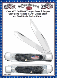 W.R. Case & Sons Cutlery CA53060 Case XX� Trapper Stars & Stripes Gray Bone Handle 4-1/4" Closed Stainless Steel Blade Pocket Knife