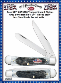 W.R. Case & Sons Cutlery CA53060 Case XX™ Trapper Stars & Stripes Gray Bone Handle 4-1/4" Closed Stainless Steel Blade Pocket Knife W.R. Case & Sons Cutlery CA53060 Case XX™ Trapper Stars & Stripes Gray Bone Handle 4-1/4" Closed Stainless Steel Blade Pocket Knife