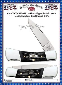 W.R. Case & Sons CutleryCA65031 Case XX Lockback Jigged Buffalo Horn Handle 3" Closed 2-1/4" Locking Drop Point Stainless Steel Pocket Knife