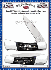 W.R. Case & Sons Cutlery�CA65031 Case XX� Lockback Jigged Buffalo Horn Handle 3" Closed 2-1/4" Locking Drop Point Stainless Steel Pocket Knife