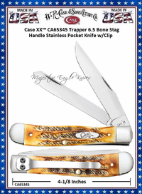 CA65345 Case XX™ Trapper 6.5 Bone Stag Handle Stainless Pocket Knife w/ Clip CA65345 Case XX™ Trapper 6.5 Bone Stag Handle Stainless Pocket Knife w/ Clip
