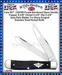 CA9700 Case XX� Trapper Barnboard Jig Purple Bone Handle 4-1/8" Closed 3-1/4" Clip 3-1/4" Spey Plain Blades Tru-sharp Surgical Stainless Steel Pocket Knife