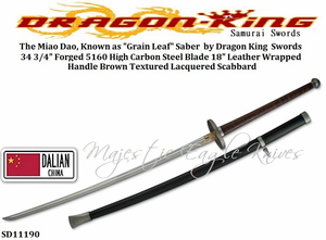 Dragon King SD11190 The Miao Dao by Dragon King Chinese Long Saber Brown textured lacquered scabbard Weight: 3 lbs 8 oz