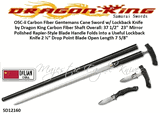Dragon King Cutlery SD12160 The OSC-ii Carbon Fiber Gentleman's Cane Sword w/ Lock back Knife by Dragon King Carbon Fiber Shaft Overall: 37 1/2"  23" Mirror Polished Rapier-Style Blade Handle  Folds into a Useful Lockback Knife 2 �� Drop Point Blade Open Length 7 5/8"
