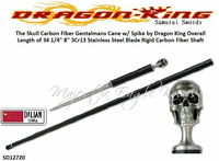 Cas Hanwei/Dragon King SD12720 The Skull Carbon Fiber Gentalmans Cane w/ Spike by Dragon King Overall Length of 34 1/4" 8" 3Cr13 Stainless Steel Blade Rigid Carbon Fiber Shaft Cas Hanwei/Dragon King SD12720 The Skull Carbon Fiber Gentalmans Cane w/ Spike by Dragon King Overall Length of 34 1/4" 8" 3Cr13 Stainless Steel Blade Rigid Carbon Fiber Shaft