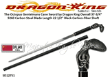 Dragon King Cutlery SD12751 The Octopus Gentelmans Cane Sword by Dragon King Overall: 37 3/4" 9260 Carbon Steel Blade Length 22 1/2" Black Carbon-Fiber Shaft