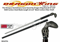 Dragon King Cutlery SD12751 The Octopus Gentelmans Cane Sword by Dragon King Overall: 37 3/4" 9260 Carbon Steel Blade Length 22 1/2" Black Carbon-Fiber Shaft Dragon King Cutlery SD12751 The Octopus Gentelmans Cane Sword by Dragon King Overall: 37 3/4" 9260 Carbon Steel Blade Length 22 1/2" Black Carbon-Fiber Shaft