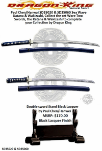 Cas Hanwei/Dragon King SD35020 & SD35060 Sea Wave Katana & Wakizashi, Collect the set a Samurai Wore Two Swords, the Katana & matching Wakizashi to complete your collection by Dragon King
