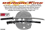Cas Hanwei/Dragon King SD35280 The Shi Katana by Dragon King Long Black-on-Black Tsuka-ito Handle Wrap & Same Ray Skin Handle a Hand Carved, Textured Matte Black Saya 