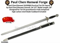 CAS Hanwei SH2008A Practical Tai Chi Sword 34-1/2" Overall 28" Unsharpened Blade, Black Wood Handle and Scabbard by Paul Chen CAS Hanwei SH2008A Practical Tai Chi Sword 34-1/2" Overall 28" Unsharpened Blade, Black Wood Handle and Scabbard by Paul Chen