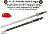 CAS Hanwei SH2008A Practical Tai Chi Sword 34-1/2" Overall 28" Unsharpened Blade, Black Wood Handle and Scabbard by Paul Chen