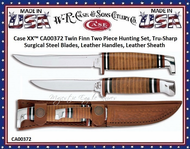 W.R. Case & Sons CA00372 Classic Stacked Leather handled Set of Drop Point Hunting Knives
