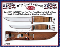 W.R. Case & Sons CA00372 Classic Stacked Leather handled Set of Drop Point Hunting Knives