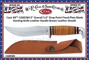 Case Cutlery CA384 Stacked Leather Fixed Blade Hunter