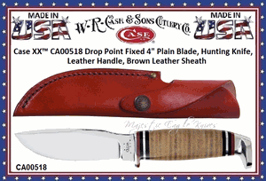 W.R. Case & Sons Cutlery CA518 Stacked Leather Drop Point Hunter Knife