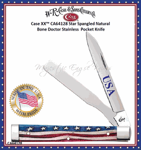 Case Cutlery CA64128 CaseXX Star Spangle Patriotic Embellished Smooth Bone Doctors Knife