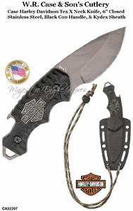 W.R. Case & Son's Cutlery CA52207 Case Harley Davidson Tex X Neck, 6" Closed Stainless Steel, Black G10 Handle, & Kydex Sheath