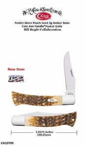 Case Knives Pocket Worn Peach Seed Jigged Amber Bone Axe Handle Knife Case Knives Pocket Worn Peach Seed Jigged Amber Bone Axe Handle Knife