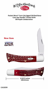 Case Knives Pocket Worn Old Red Bone Axe Handle