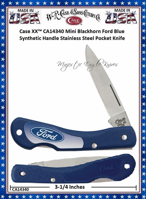 Case XX� CA14340 Mini Blackhorn Ford Blue Synthetic Handle Stainless Steel Pocket Knife 