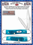 Case XX� CA25596 Sawcut Caribbean Blue Bone Peanut 2-3/4" Closed 2-1/8" Clip 1-1/2" Pen Blades Tru-Sharp Stainless Steel Pocket Knife 