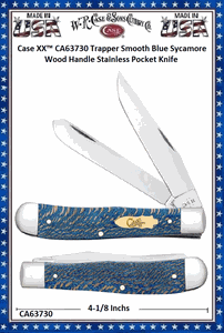 Case XX� CA63730 Trapper Smooth Blue Sycamore Wood Handle Stainless Pocket Knife