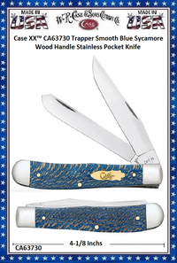 Case XX� CA63730 Trapper Smooth Blue Sycamore Wood Handle Stainless Pocket Knife