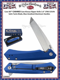 Case XX™ CA64663 Kinzua Flipper 3.4" Stonewashed CPM-S35VN Stainless Steel Tanto Blade, Blue Anodized Aluminum Handles Pocket Knife Case XX™ CA64663 Kinzua Flipper 3.4" Stonewashed CPM-S35VN Stainless Steel Tanto Blade, Blue Anodized Aluminum Handles Pocket Knife